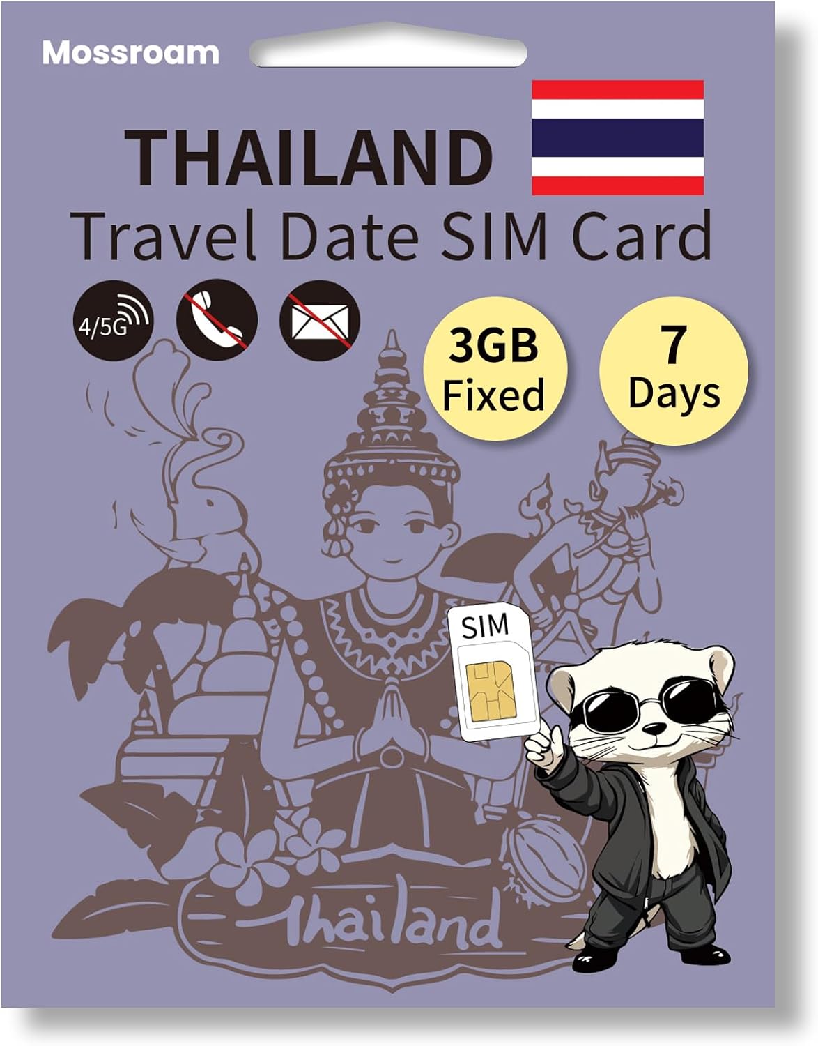 Thailand Data SIM Card,7GB High-Speed 5G/4G LTE Fixed Data,for 15 Days - Prepaid, No Hidden Fees - Ideal for Tourists & Business Trips