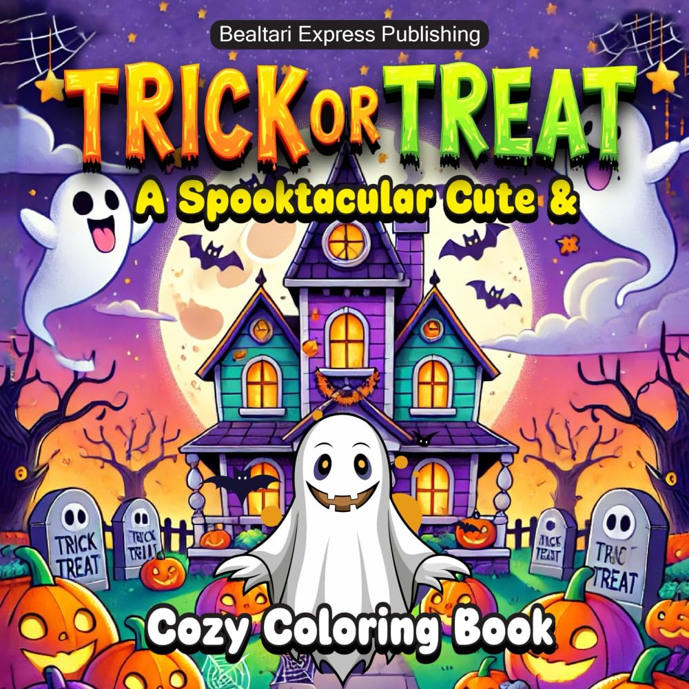Trick or Treat: A Spooktacular Cute & Cozy Coloring Book Featuring Cute Adorable Halloween Creatures in Cozy Moments for Relaxation