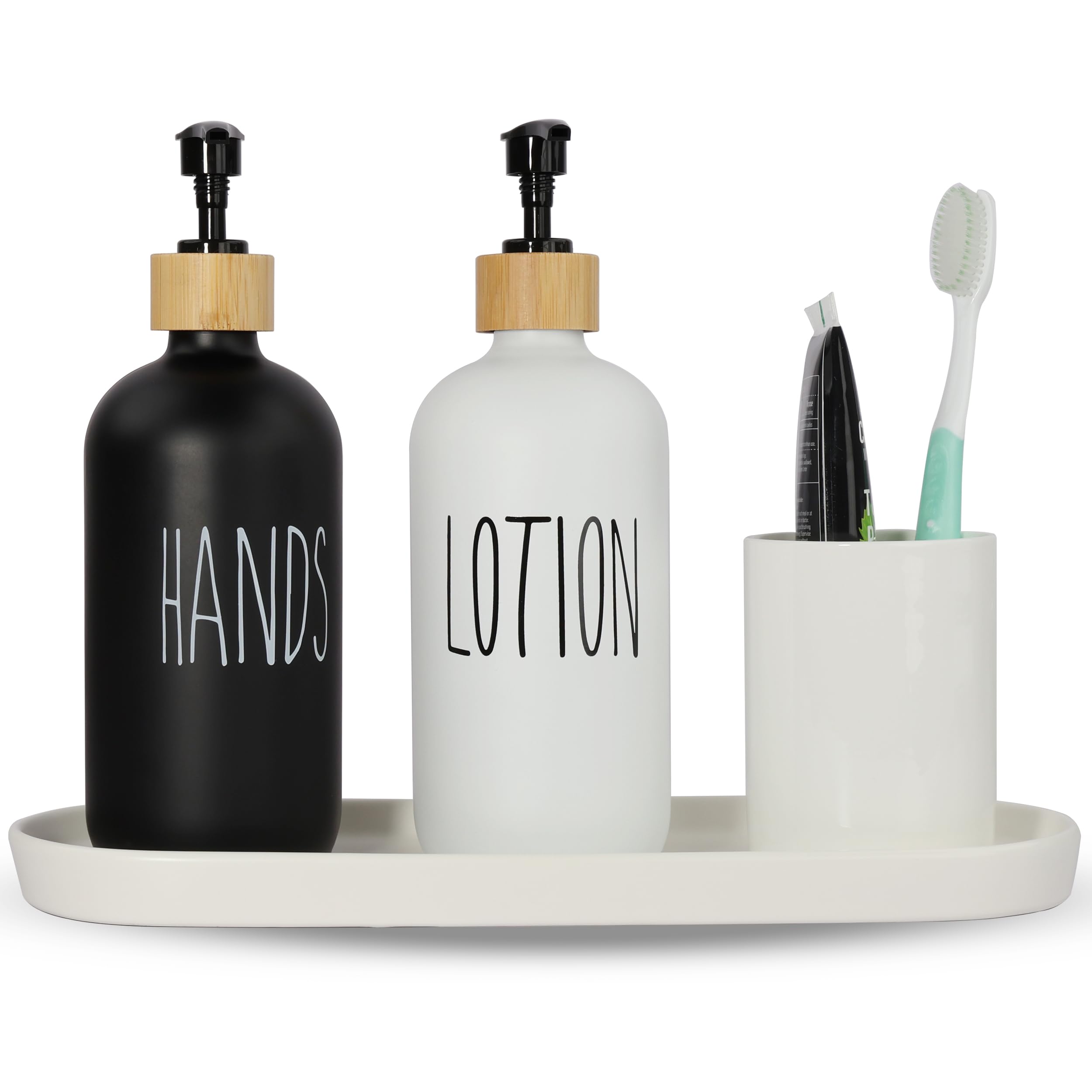 MONOSUGO Ceramic Oval Bathroom Tray, 12" Modern White Decorative Tray for Countertop, Cosmetics, Jewelry, Perfume, Candles, Shampoo, Liquid Soap