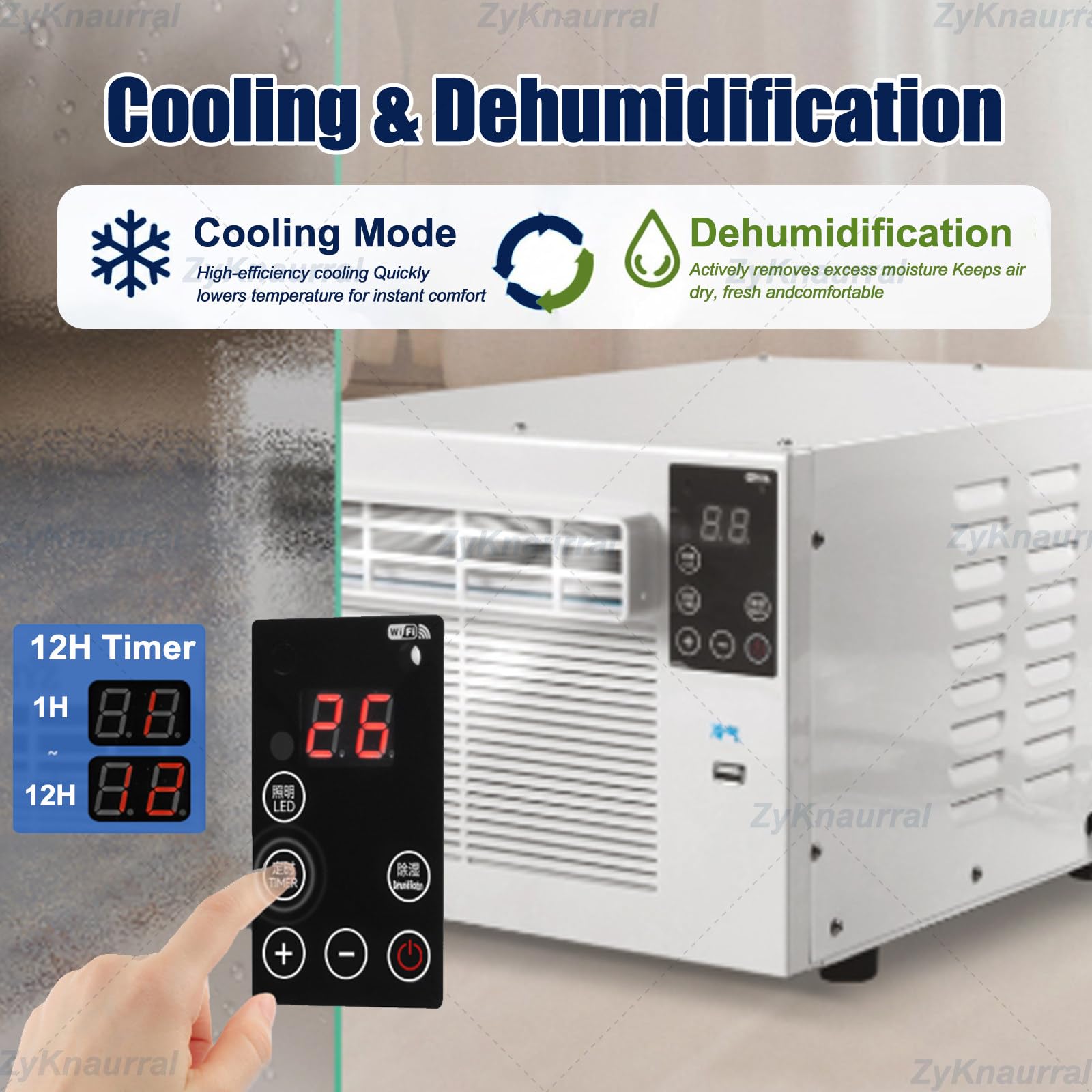 Combinado De Deshumidificador Y Aire Acondicionado Para Habitaciones Hasta 3-5 M², Unidad Aire Acondicionado Portátil, Mini Ventilador Móvil Silencioso Para El Dormitorio, Viviendas Alquiler
