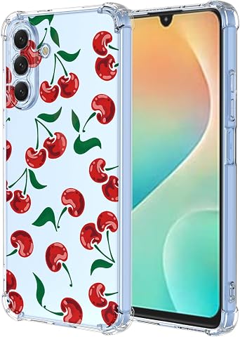 for Samsung Galaxy M36 Case with Clear Floral Pattern,Shockproof Soft Case for Samsung M36 Cherry