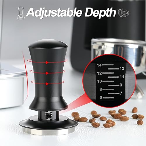 Miniatura 3 de Espresso Tamper - Juego de manipulación de café de 2.283 in, incluye alfombrilla de amortiguación de café, 30 libras calibrada a presión,