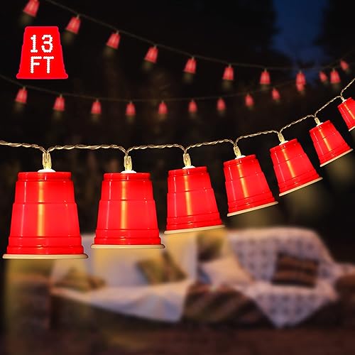 Hiboom 1 Pack 13 FT 20 LED Cups String Lights,
