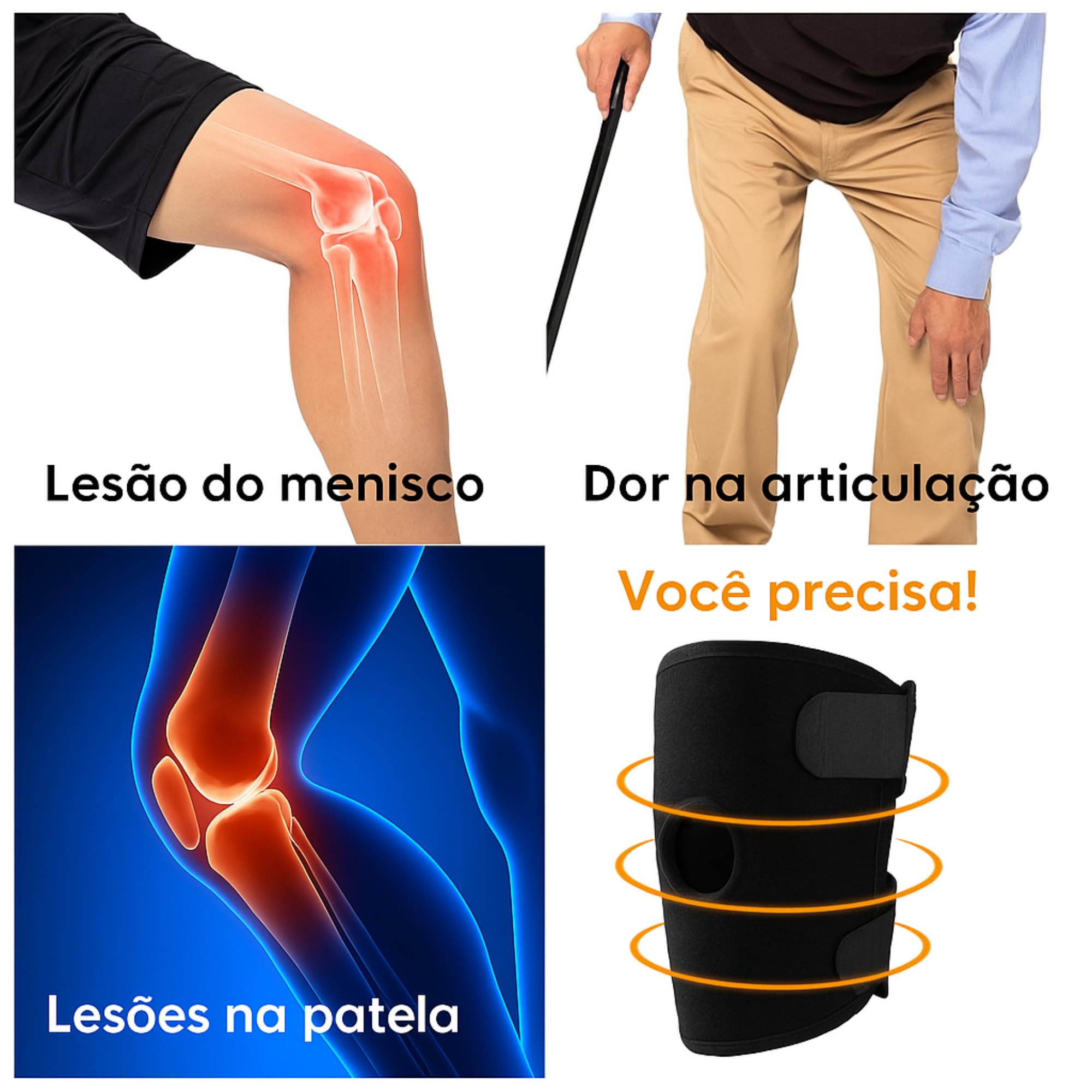 Joelheira Ortopédica de Compressão Ajustável | Suporte Esportivo para  Joelho com Alívio da Dor | Ideal para Corrida, Academia, Lesões e  Treinamento | Tamanho Único Unissex : Amazon.com.br: Esporte
