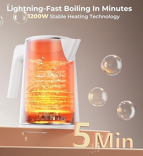 Miniatura 3 de Hervidor eléctrico de 1.0L 1200W, 7 ajustes de temperatura, mantener caliente 4H, hervidor de té eléctrico de acero inoxidable de ebullición rápida,