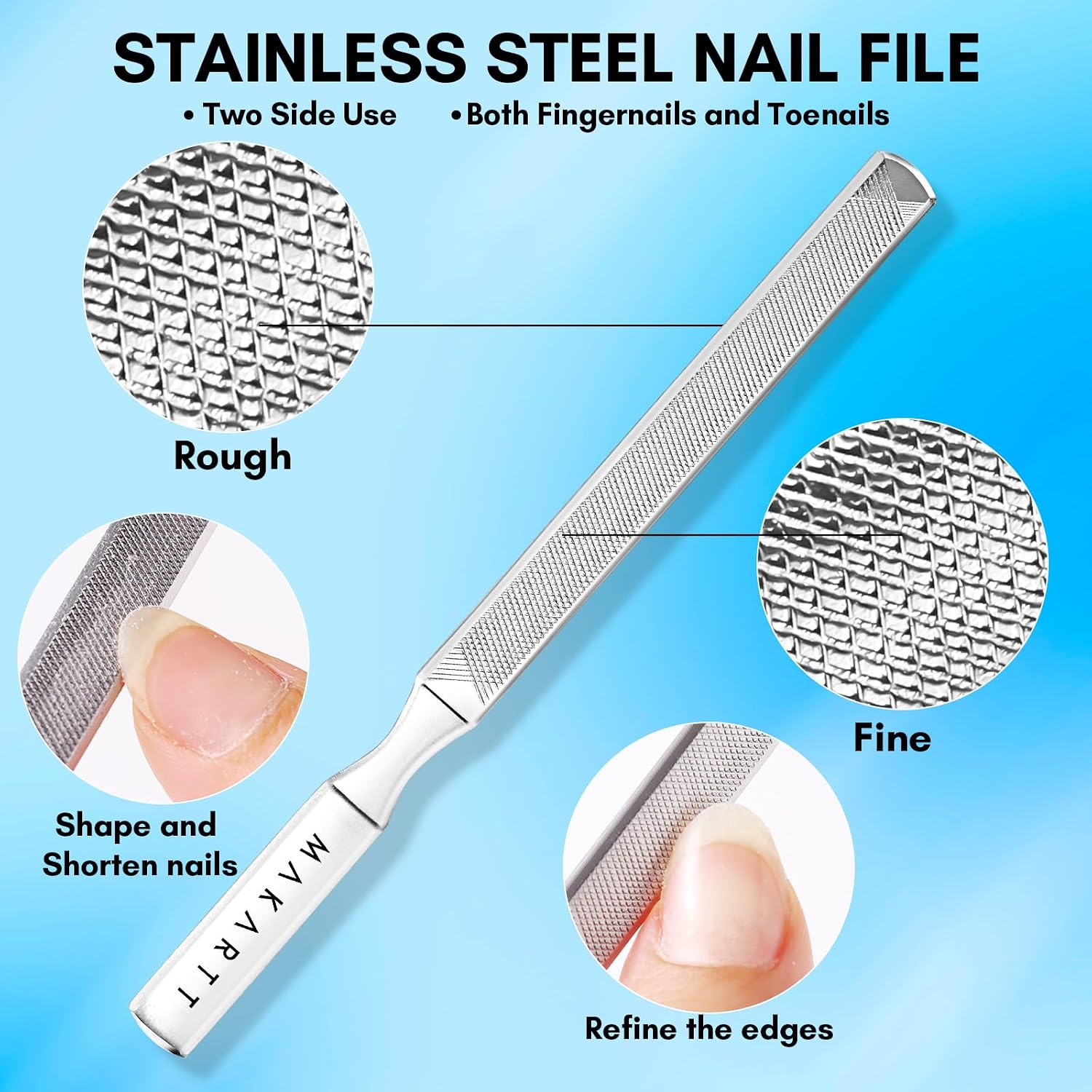 Makartt Toenail Clippers, 5-in-1 Stainless Steel Nail Clipper Set for Thick or Ingrown Toenails, Professional Removal Kit for Men, Women & Seniors
