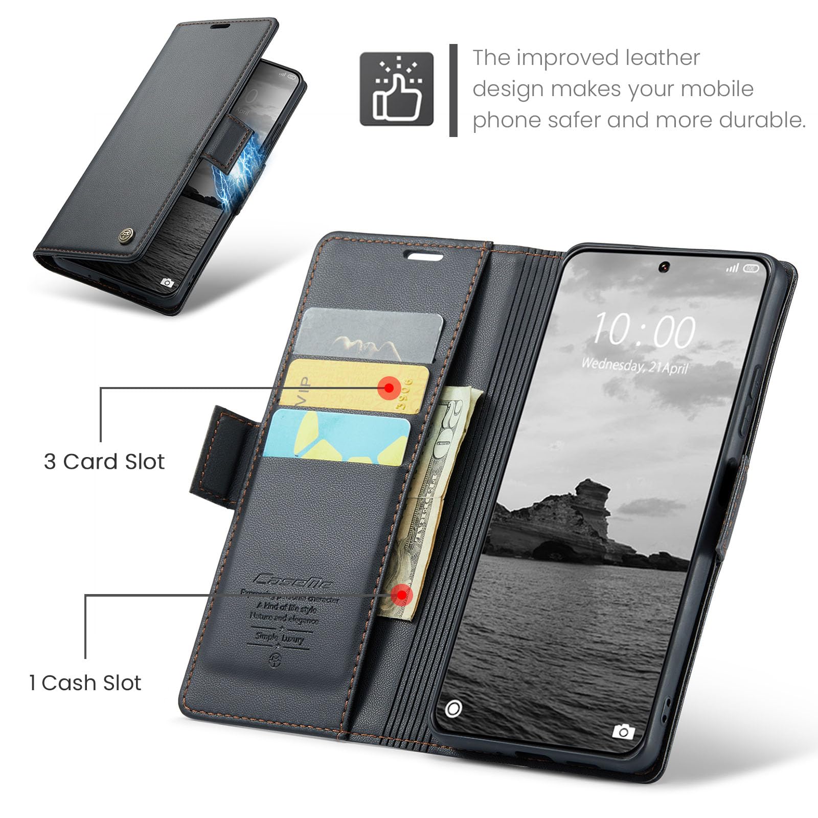 Custodia A Portafoglio Con Blocco RFID Per Xiaomi 14 Ultra – Pelle PU Con Supporto E Chiusura Magnetica, Marrone