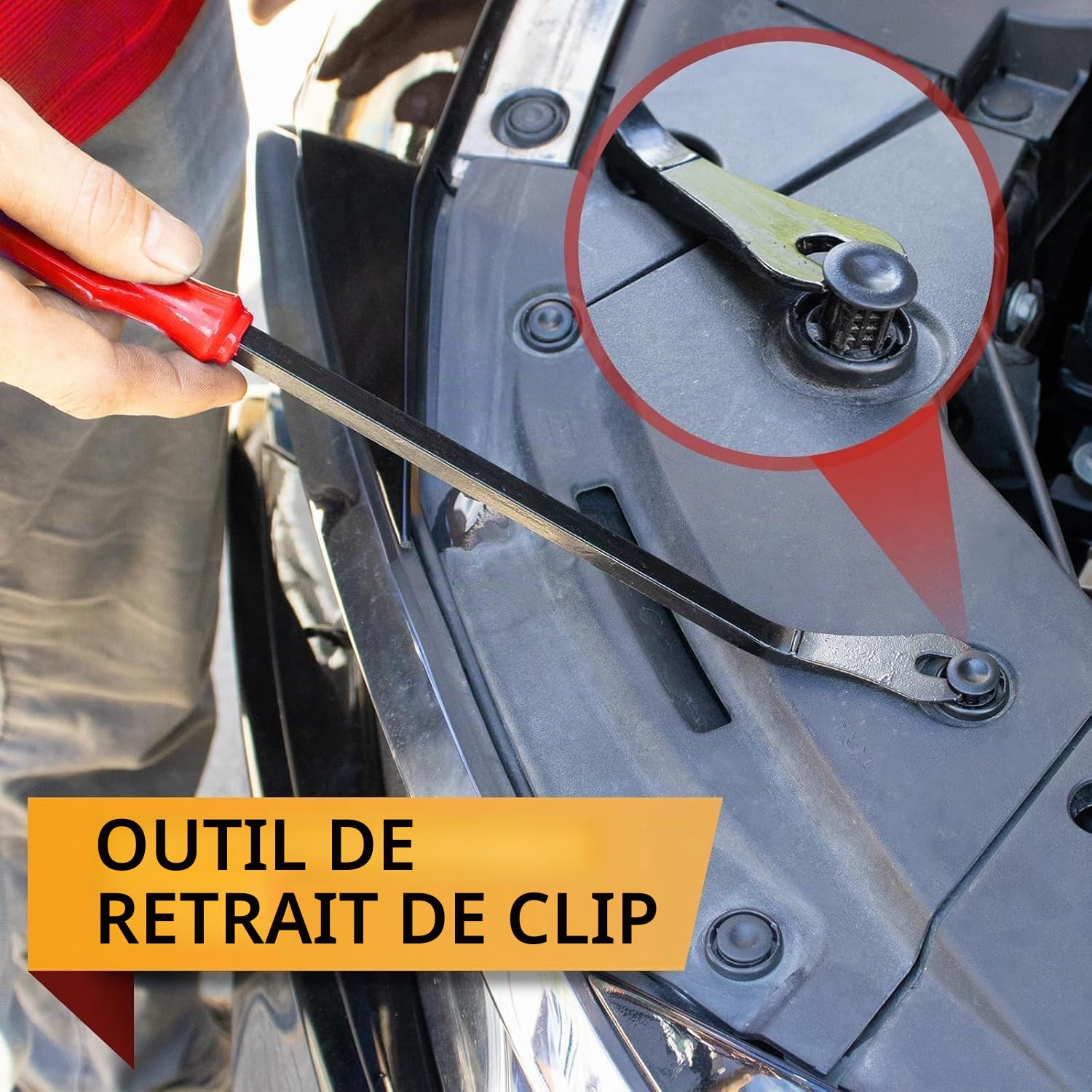 XBVV Lot de 3 outils de retrait de clips pour retirer les fixations de voiture avec sac de rangement, kit d'outils de retrait de garnitures automatiques pour panneau de porte, tableau de bord