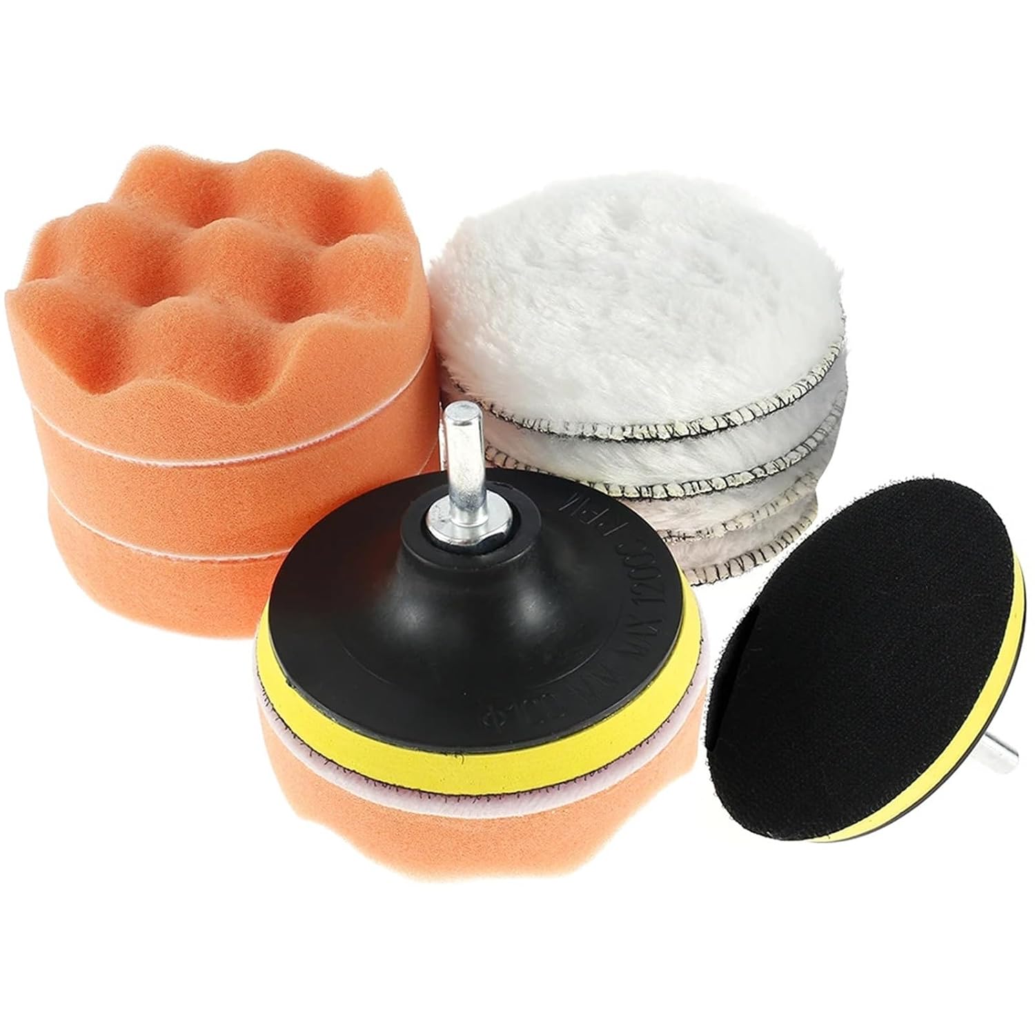 Wheel Polishing Kit 15 Pcs 3Inch Car Polishing Pad Kit Set Self-Adhesive Buffing Waxing Sponge Wool Wheel for Polisher Drill Adapter