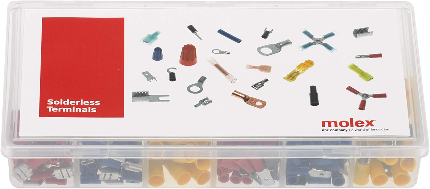Molex 194130100 Solderless Terminals Kit, Partial Insulated Quick Disconnects, 150 Pieces, Made in America