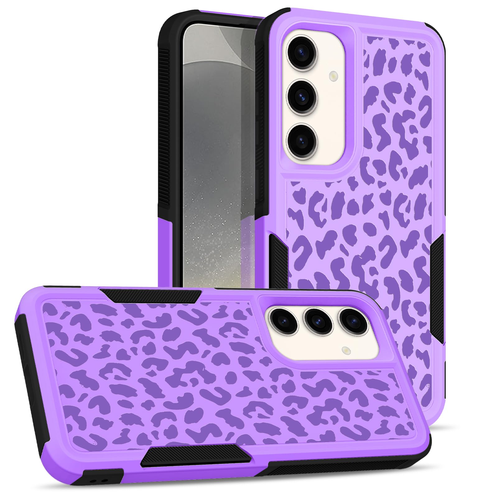 Bonoma Case for Samsung Galaxy S24 Plus Purple Leopard Print, Heavy Duty Protection Shockproof Armor Case, Cute Purple Leopard Cheetah Cover for 6.7inch