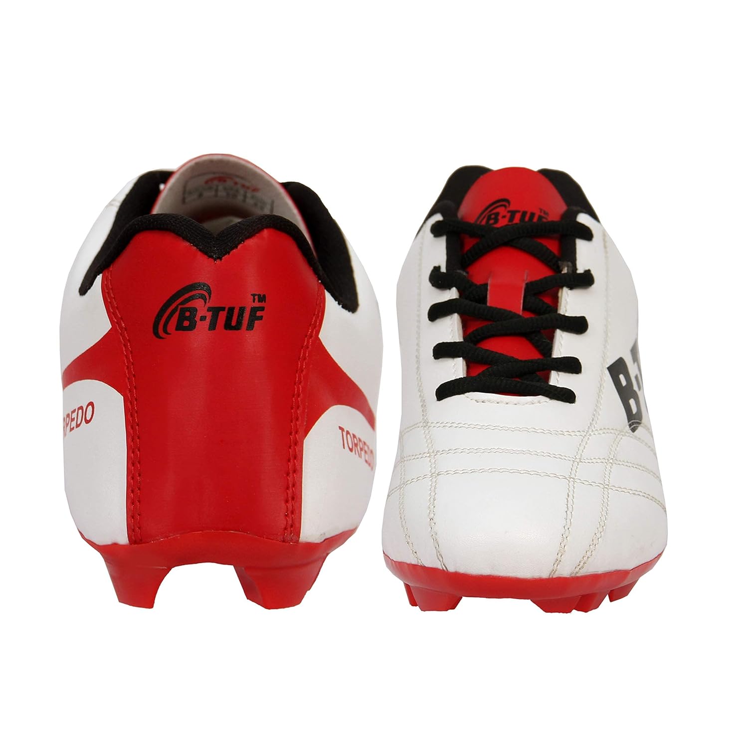 B-TUF Torpedo Football Shoes Stud Boot Lightweight for Men Boys Kids Girls (White/Blue/Red) 6 71ehvLcbBcL. SL1500