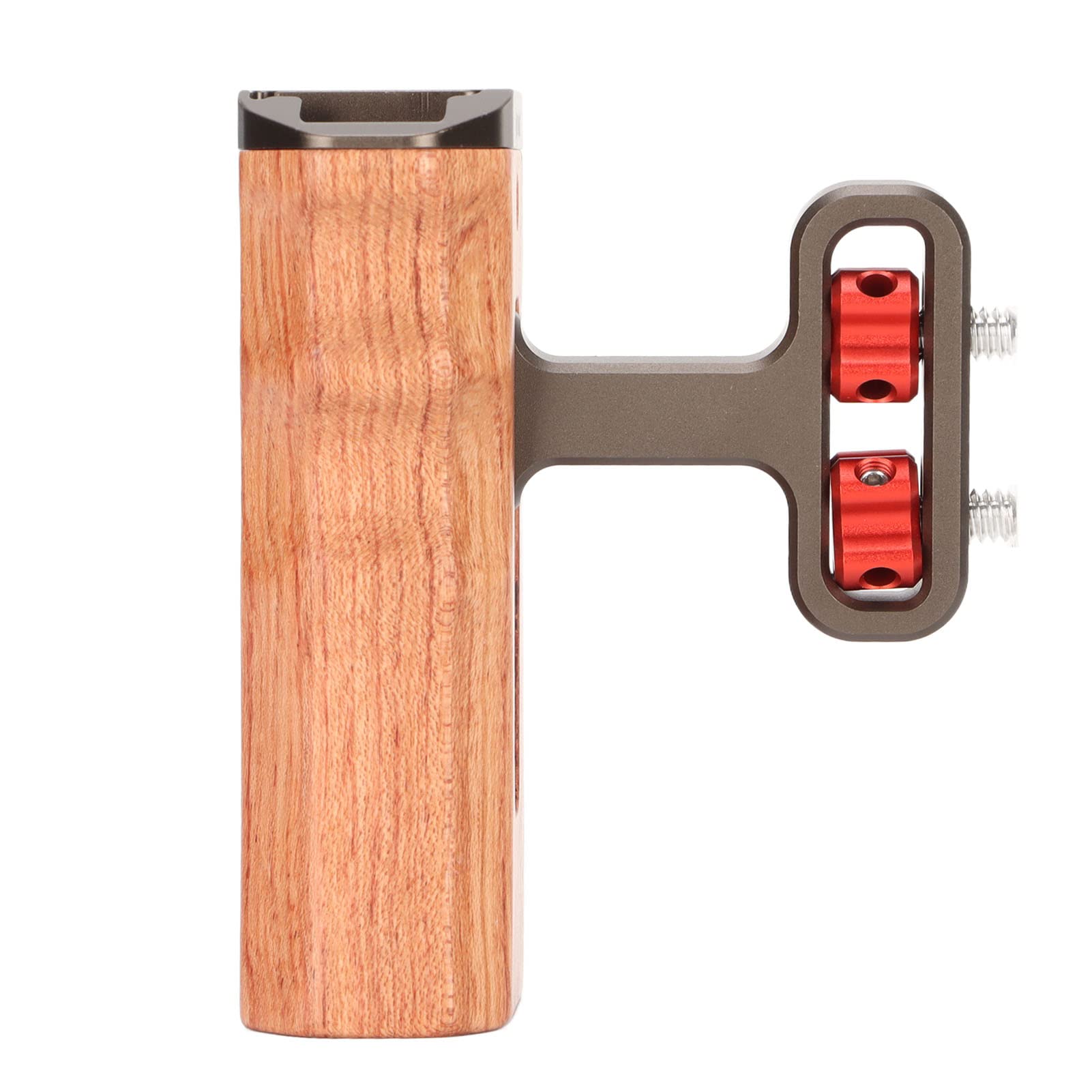 Impugnatura laterale universale in legno, manico in legno naturale brasiliano per fotocamera DSLR, impugnatura ergonomica regolabile con slitta fredda e foro filettato da 1/4 di pollice per microfoni