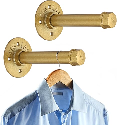 Sumnacon 2 barras de ropa industrial de 5.9 pulgadas  Percha de metal rústico resistente con tornillos, soporte para ropa montado en la pared para