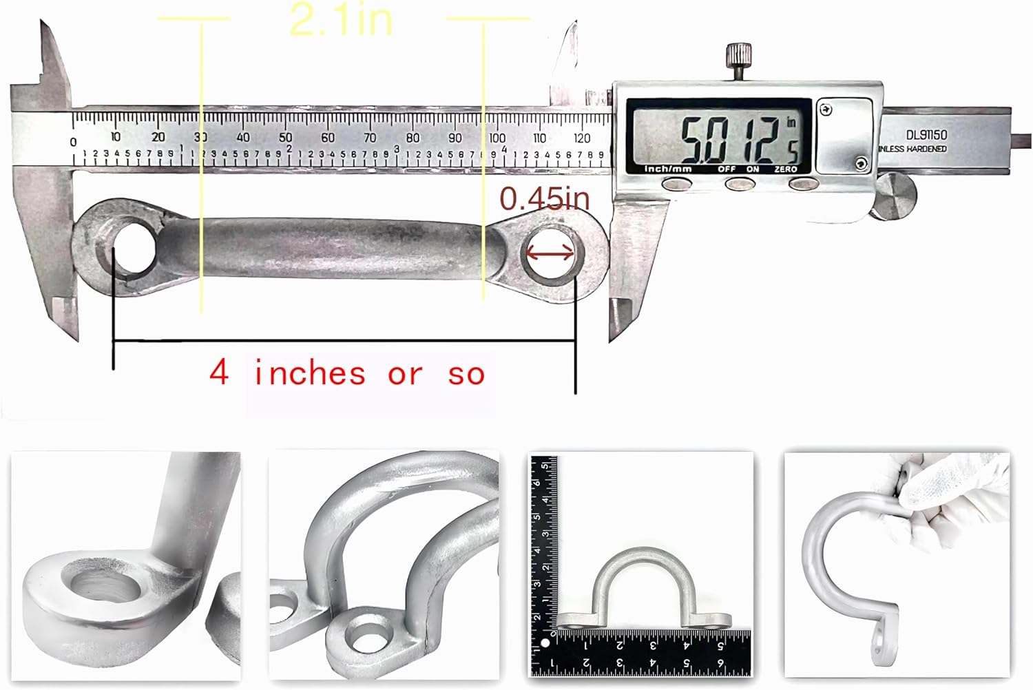 (4 Pack) Replace Trailer Tie Loop 2" I.D. Aluminum Bolt-On Lashing Rope Tie Down Ring Horse
