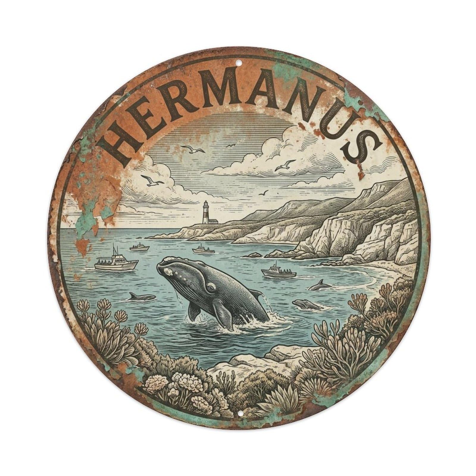 Travel South Africa Retro Hermanus Metal Tin Sign