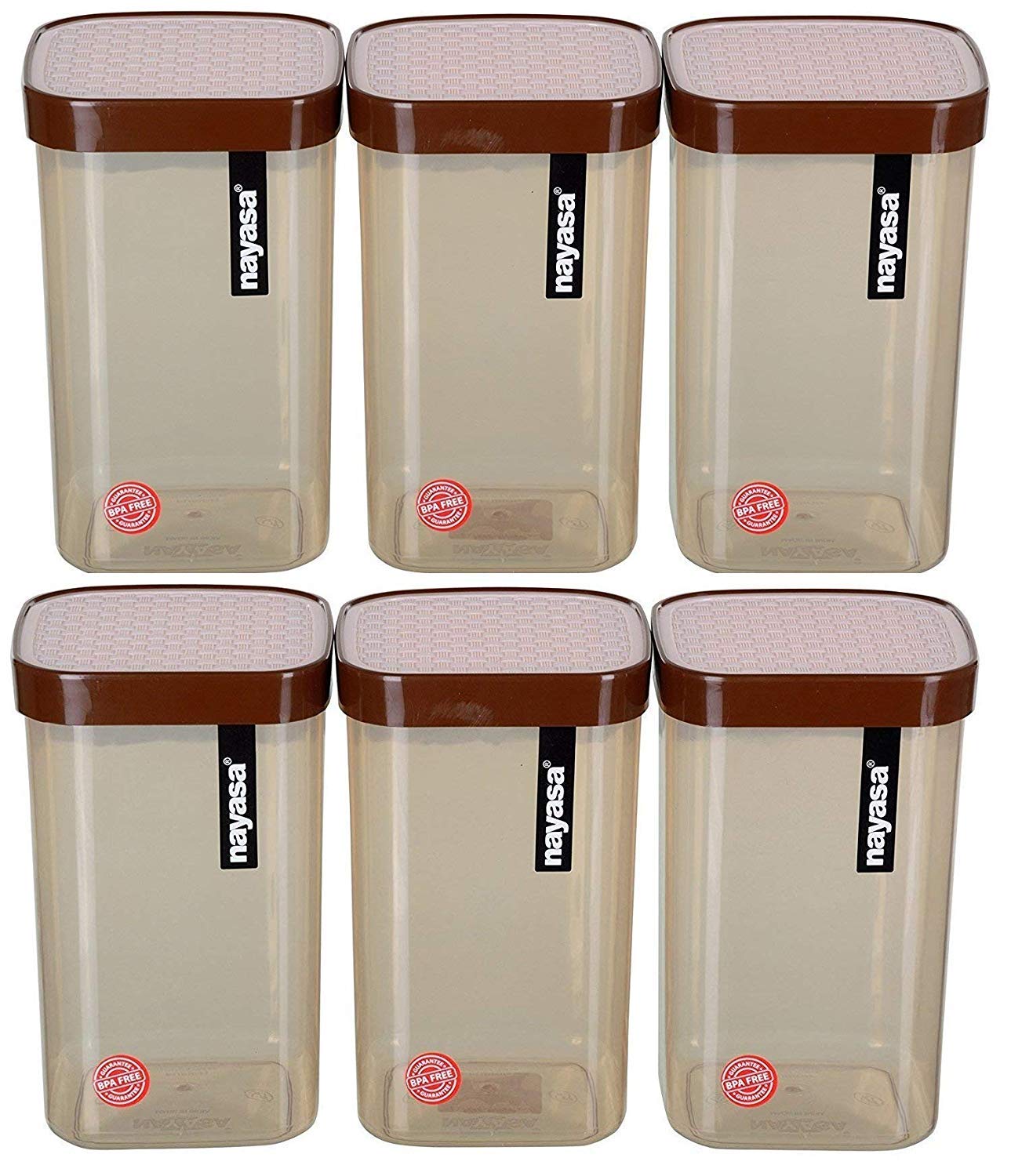 Nayasa Superplast Kunststoffbehälter Fusion 6er Set (Braun, 1000ml)