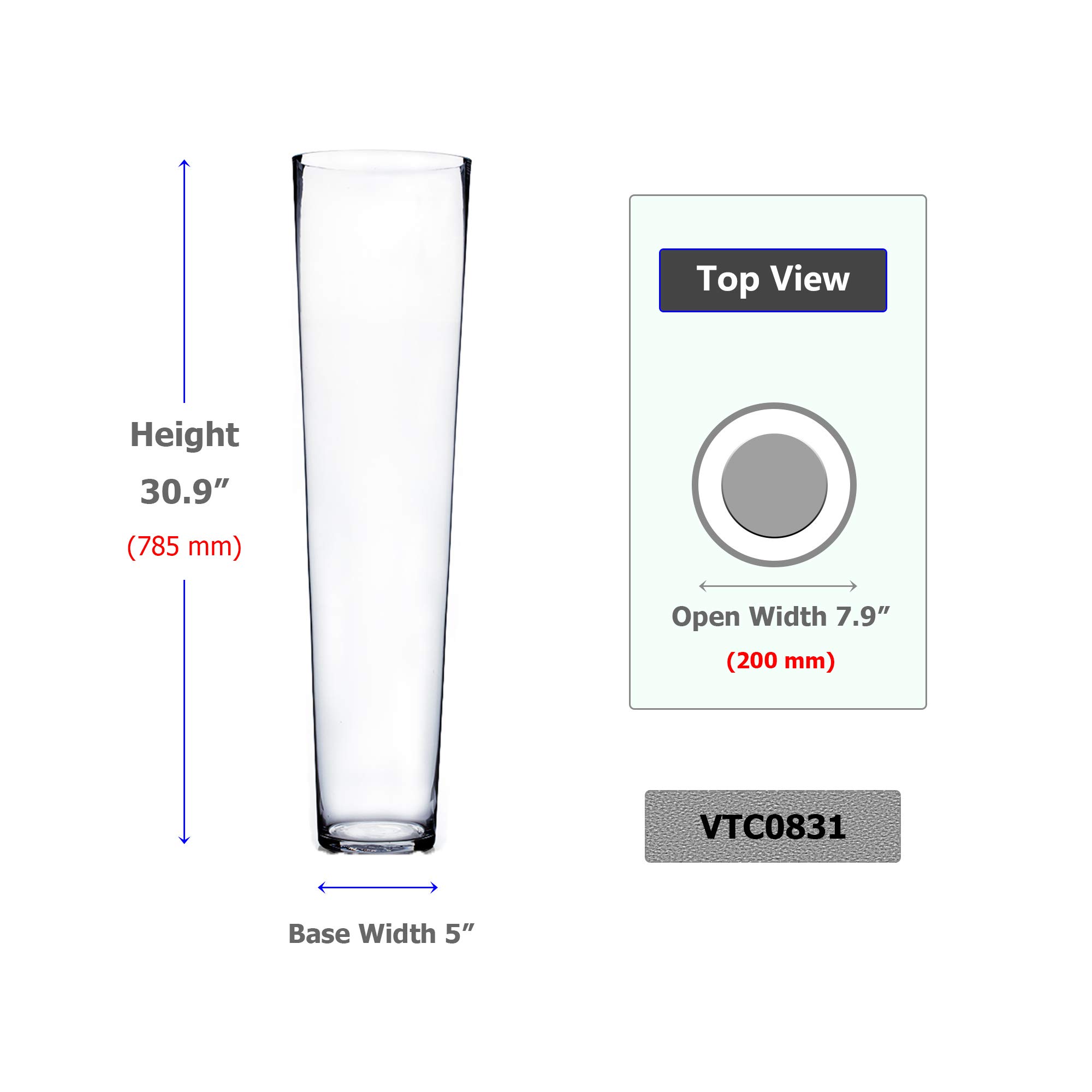 Amazon.com: WGV Tapered Glass Vase, Width 8