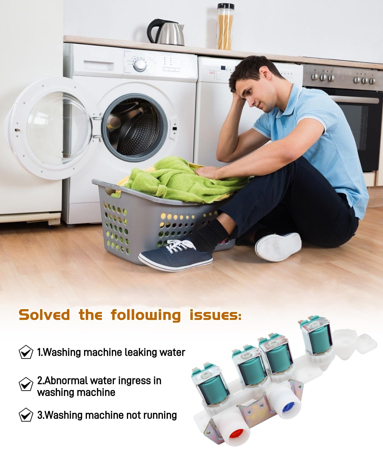 Valvola Ingresso Acqua Lavatrice WH23X29538 - Ricambio GE Per Modelli GFW550, 33090201