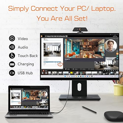 Miniatura 3 de Ideao Hub - Monitor de pantalla táctil P-Cap de 24 pulgadas, QHD, HDMI, VGA, entrada USB C, táctil de 10 puntos, soporte PD, con soporte versátil