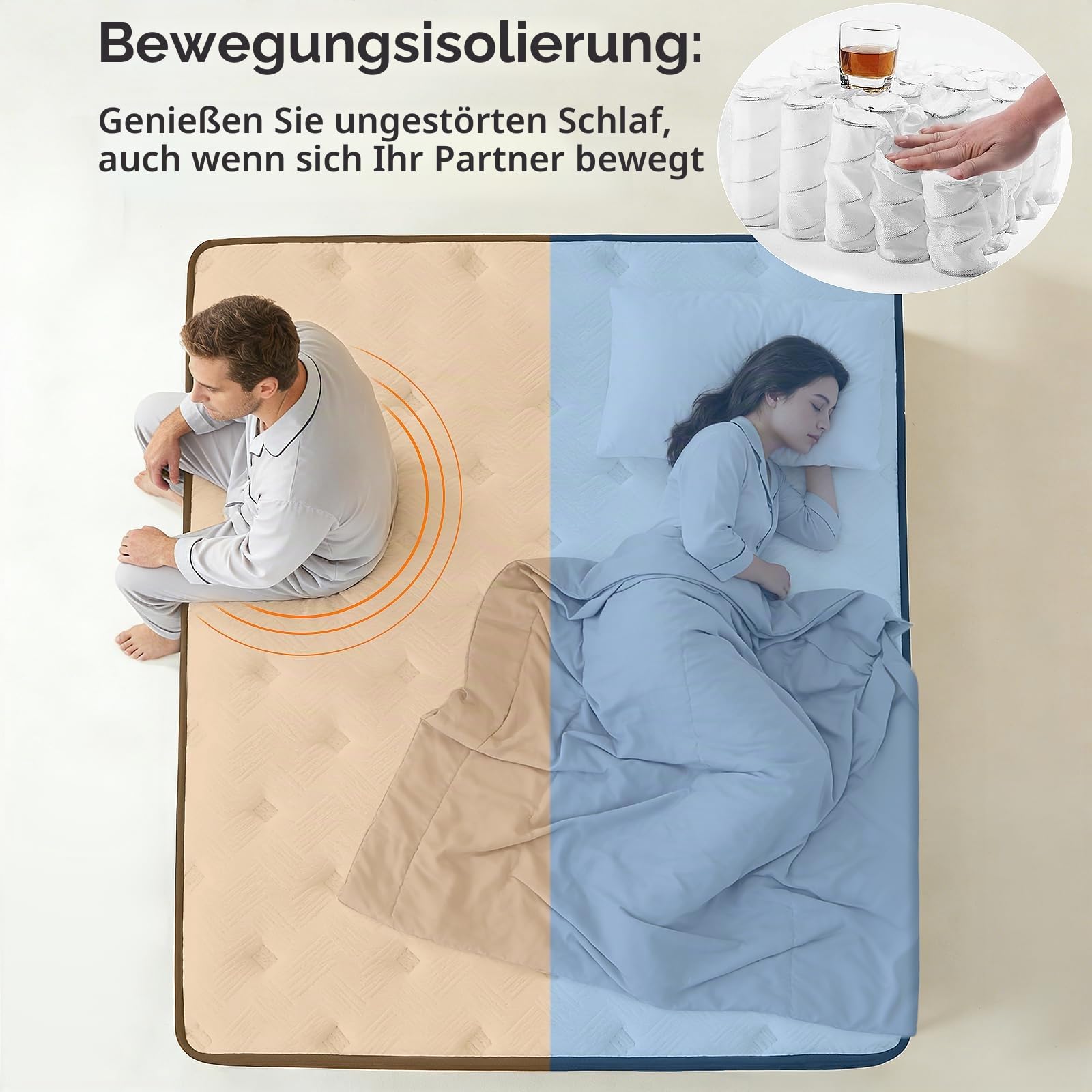 Weiche Matratze 140x200 cm Höhe 30 cm, 7-Zonen Taschenfederkernmatratze, Orthopädische Hybridmatratze mit Federkern und Memory-Schaum,Härtegrad H2,Boxspring Mattress 140*200cm,100 Nächte Probeschlafen