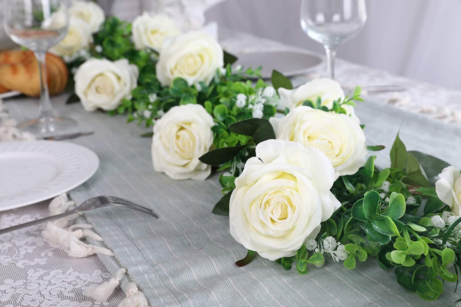 Huahuashijie 1 Boeket Kunstbloemen Zijden Rozen Nep Bloemen Bruids Bruiloft Boeket, Realistische Bloesem Flora voor Thuis Tuin Party Hotel