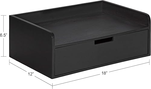 Miniatura 6 de Kate and Laurel Kitt - Mesa auxiliar flotante moderna con cajón para pared, 18 x 12 x 6.5 pulgadas, color negro Negro,Marrón rústico,Marrón nogal