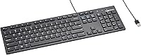 Amazon Basics Full-Size Wired USB Keyboard with Media Hot Keys, Black - Windows Compatible (Vista-10)