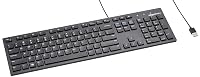 Amazon Basics Wired QWERTY Keyboard, Works with Windows, Plug and Play, Easy to Use with Media Control, Full-Sized, Black