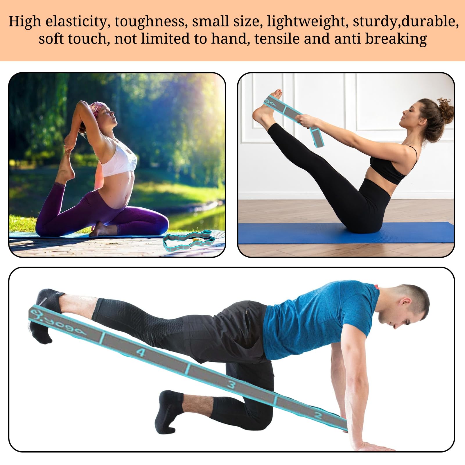 Bande élastique Yoga Bandes Élastiques De Yoga Avec 8 Boucles - Pour Étirement, Pilates, Musculation Et Rééducation Elastic Musculation
