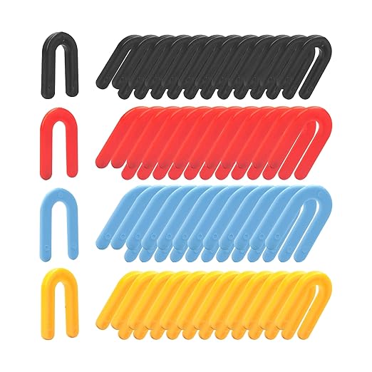 400PCS Plastic Shims, Horseshoe Shims, U Shaped Tile Spacers, Plastic Shims for Leveling, Blue 1/16”, Red 1/8”, Yellow 3/16”, Black 1/4”