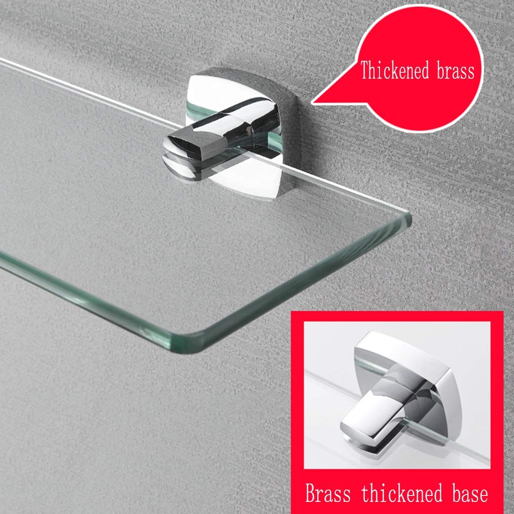 Scaffali da bagno squisiti Scaffale da bagno in rame pieno Scaffale da bagno in vetro temperato Specchio a strato singolo Scaffale a parete per bagno per cucina Soggiorno Balcone Scaffale da bagno in