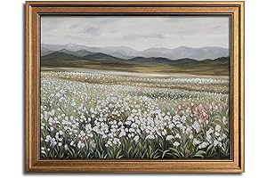 Vintage Gold Frame Wildflower Canvas Wall Art Decor for Kitchen