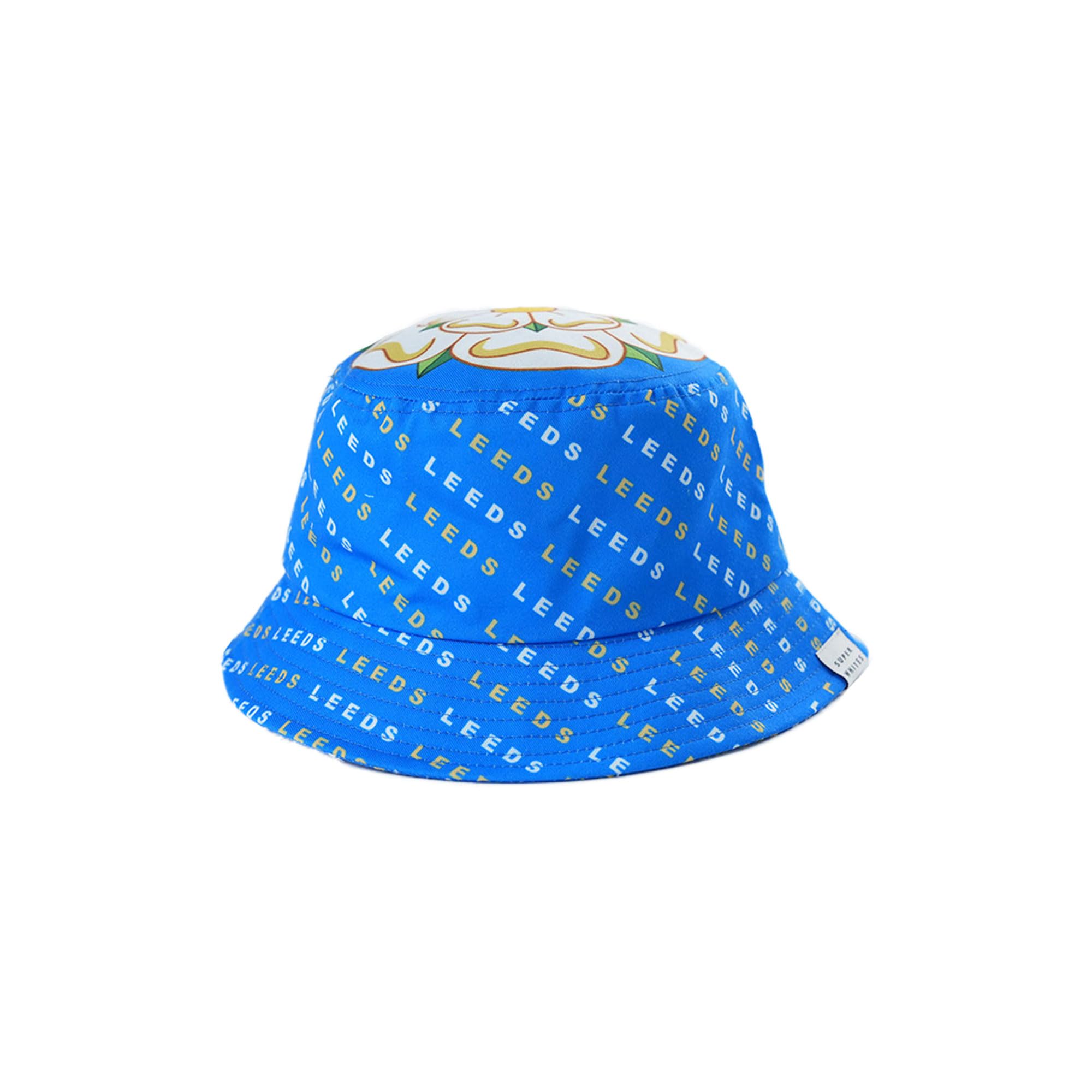 Beyond Happy Unisex Multicolour Leeds Football Fans Bucket Hat – Sun Hat With Yorkshire Rose, Super Whites Tag & Stylish Leeds Repeat Design