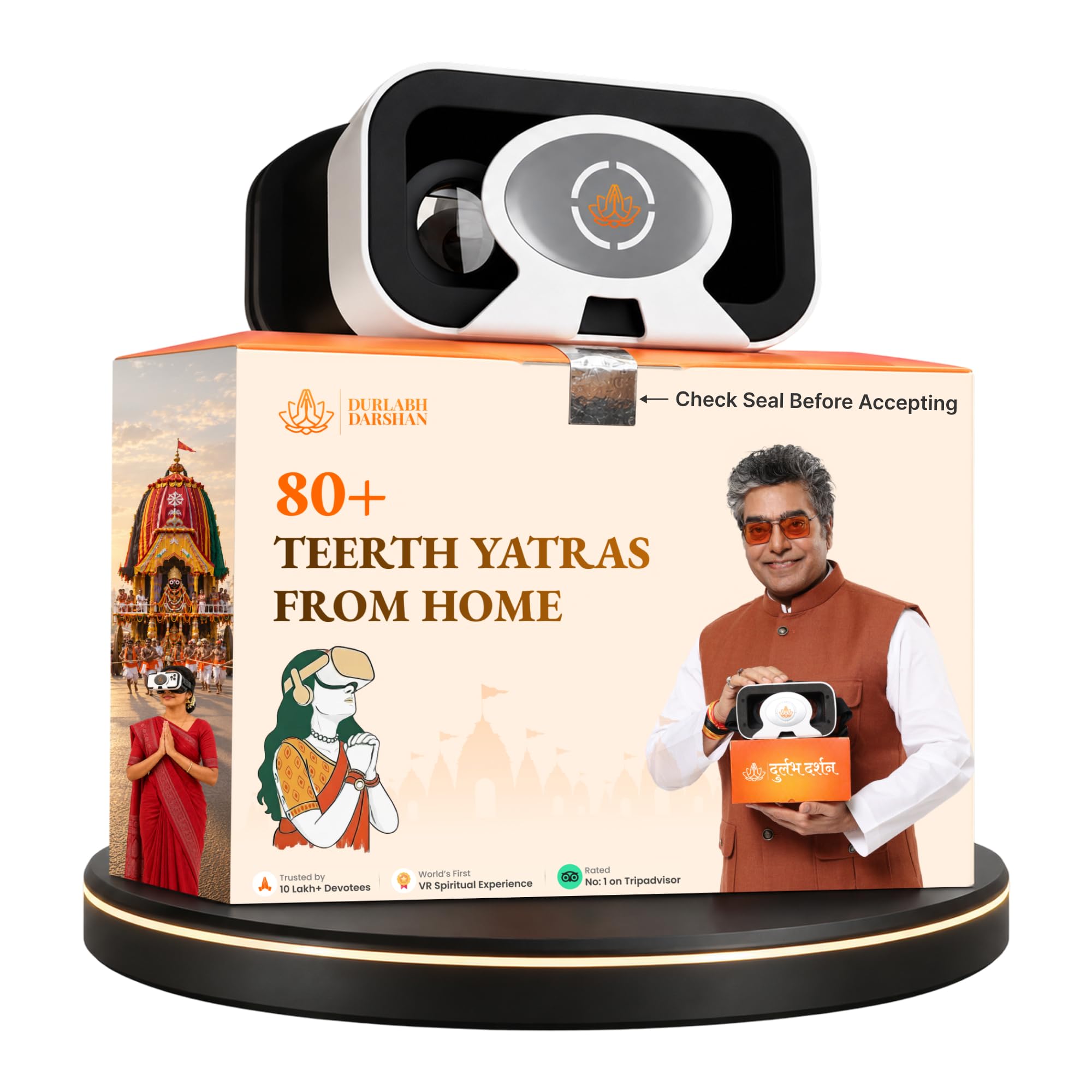 Durlabh Darshan VR Headset - 80+ VR Temple Yatras (1 -Year App Subscription)