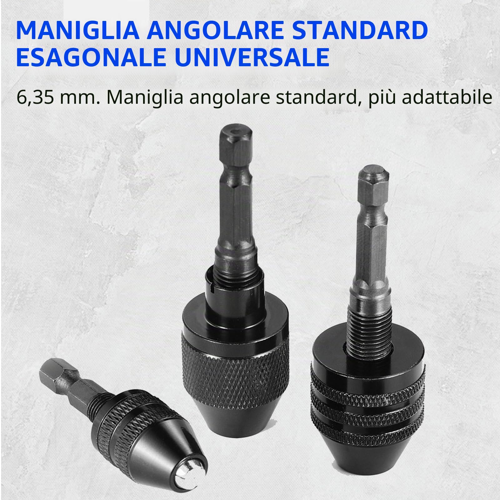3 adattatori per mandrino senza chiave con gambo esagonale, strumento di conversione per mandrino per trapano, adattatore per mandrino senza chiave per trapano da 0,3-6,5 mm e 0,3-3,6 mm e 0,3-8 mm