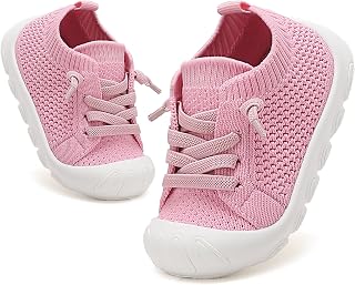 Toddler Baby Girls Boys Shoes Toddler Walking Sneakers Kids Barefoot Slip on Tennis Infant Shoes Lightweight Breathable for First Babies