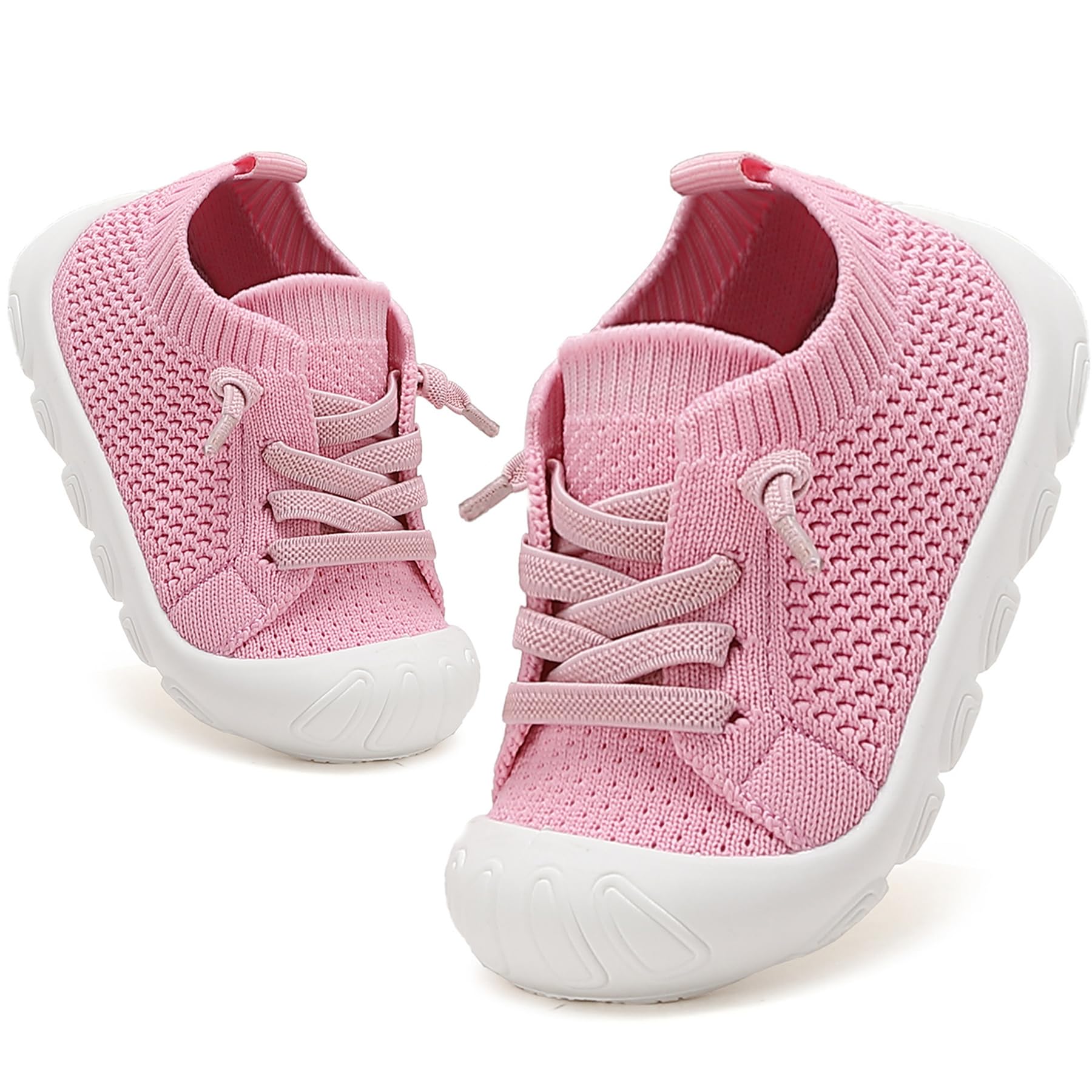 AILYLAKP Toddler Baby Girls Boys Shoes Toddler Walking Sneakers Kids Barefoot Slip on Tennis Infant Shoes Lightweight Breathable for First Babies Pink