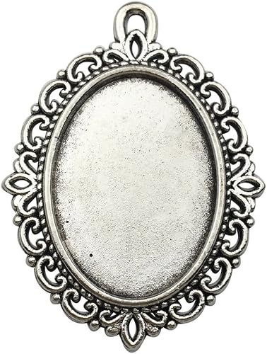 Miniatura 5 de 20 bandejas de base de colgante ovaladas de 0.709 x 0.984 in, con diseño de cabujón (M116)