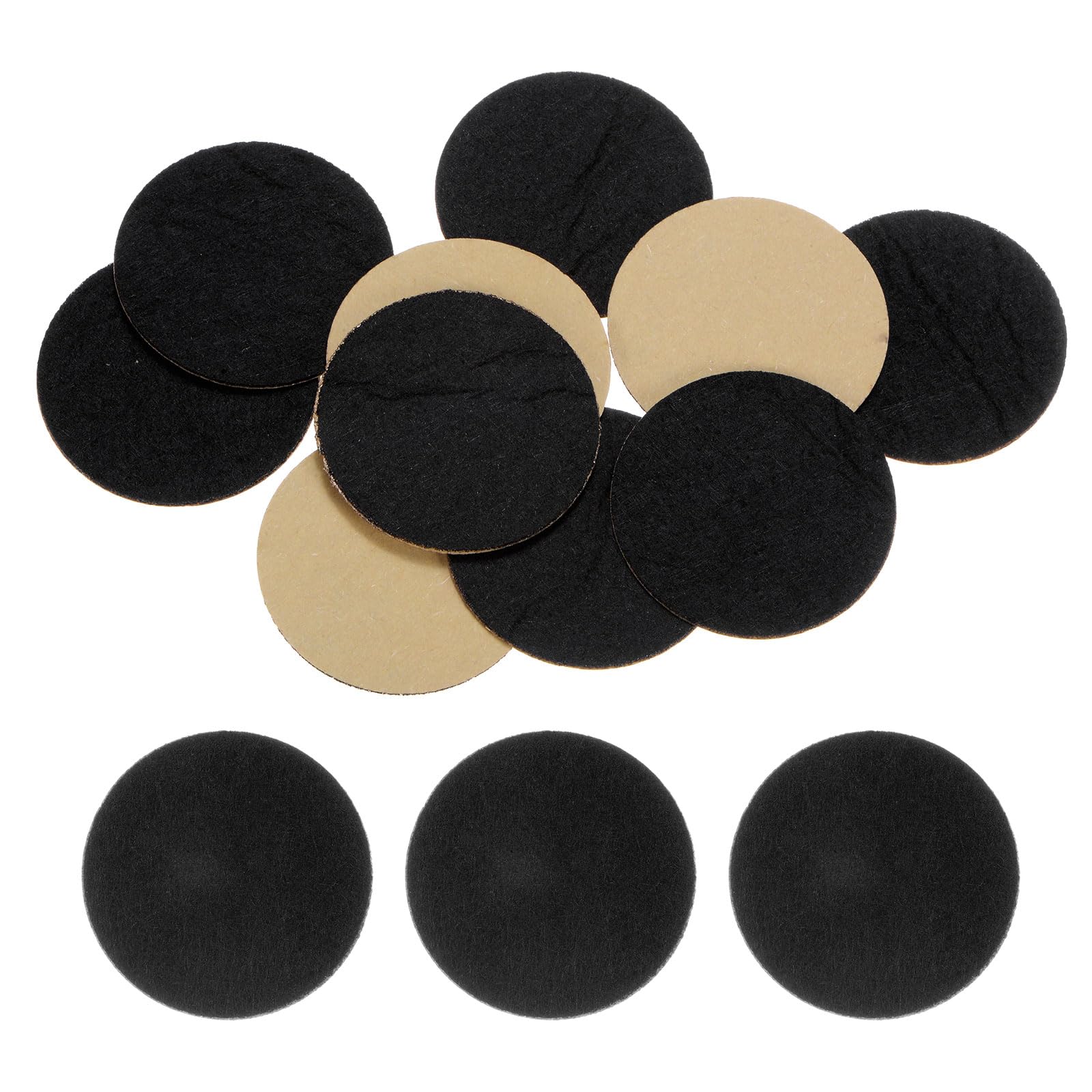 HARFINGTON 10pcs Round Adhesive Felt Circles, 40mm 1-1/2" Pre Cut Felt Craft Stickers Non-Woven Mini Felt Fabric Circles for DIY Sewing Handcraft Cut Projects Craft Finishing, Black