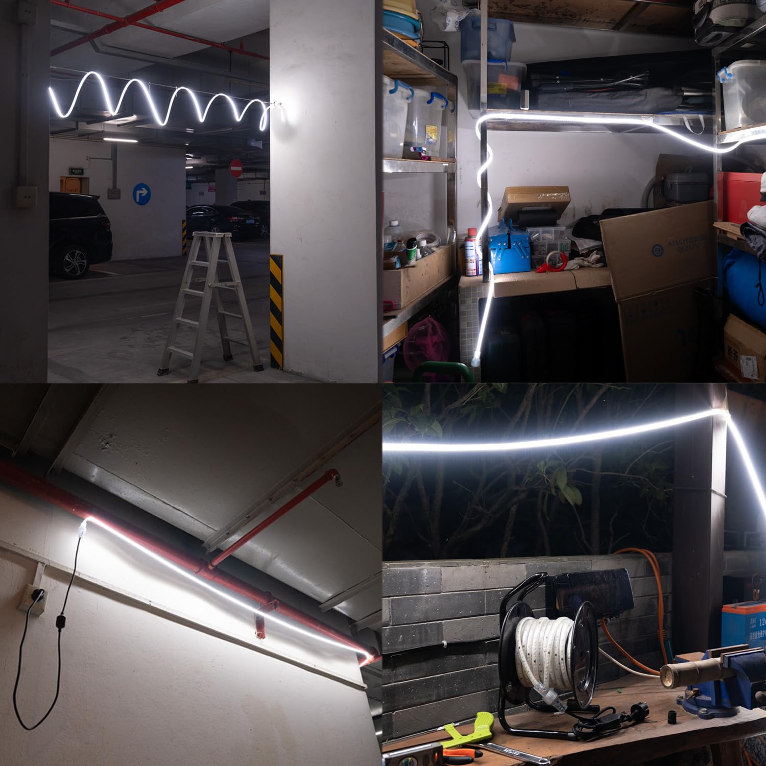 Striscia LED 10 metri,90W,11.000lm,6500K,IP54,Faretto led da,Espandibile fino a 70 metri,Scale interne,Garage,Giardino,Architettura(con avvolgicavo)