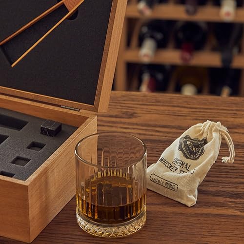 Miniatura 8 de Hediye Sepeti - Juego de regalo de whisky 100% sin plomo, juego de piedra de whisky de lujo, caja de madera, ideal para whisky, bourbon y licor,