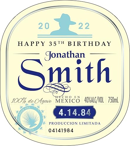 Etiqueta personalizada de feliz cumpleaños para ajustarse a las botellas de tequila Don Julio