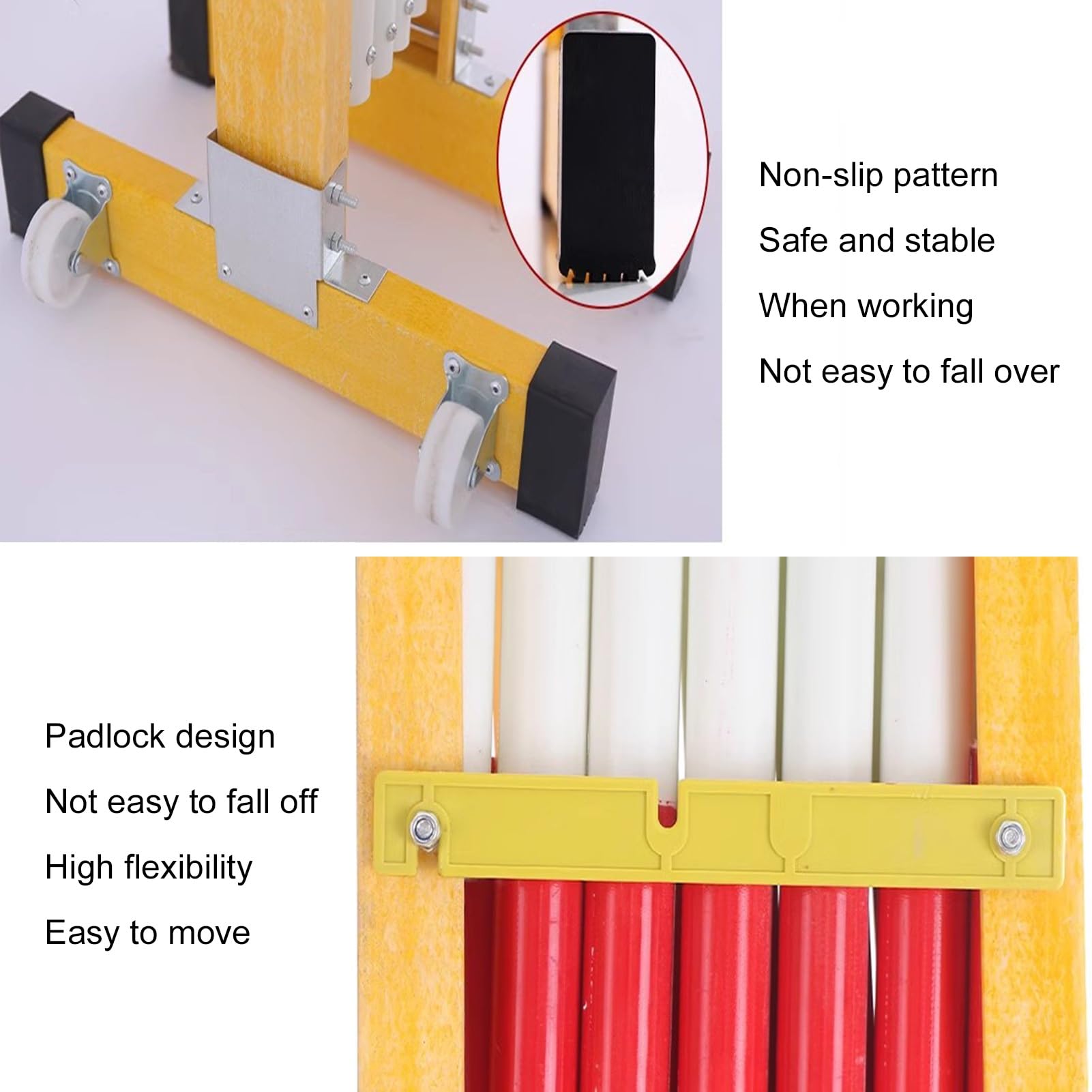 Barrière de Circulation rétractable - Clôture de Route/allée Pliable et Extensible avec Portail Ciseaux pour Chantiers - Hauteur : 1,2 m - Couleur : Jaune - Dimensions :