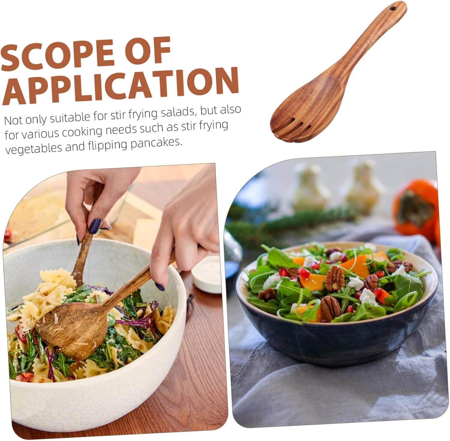 Wooden Salad Fork 10 Inch Serving Utensil with Handle