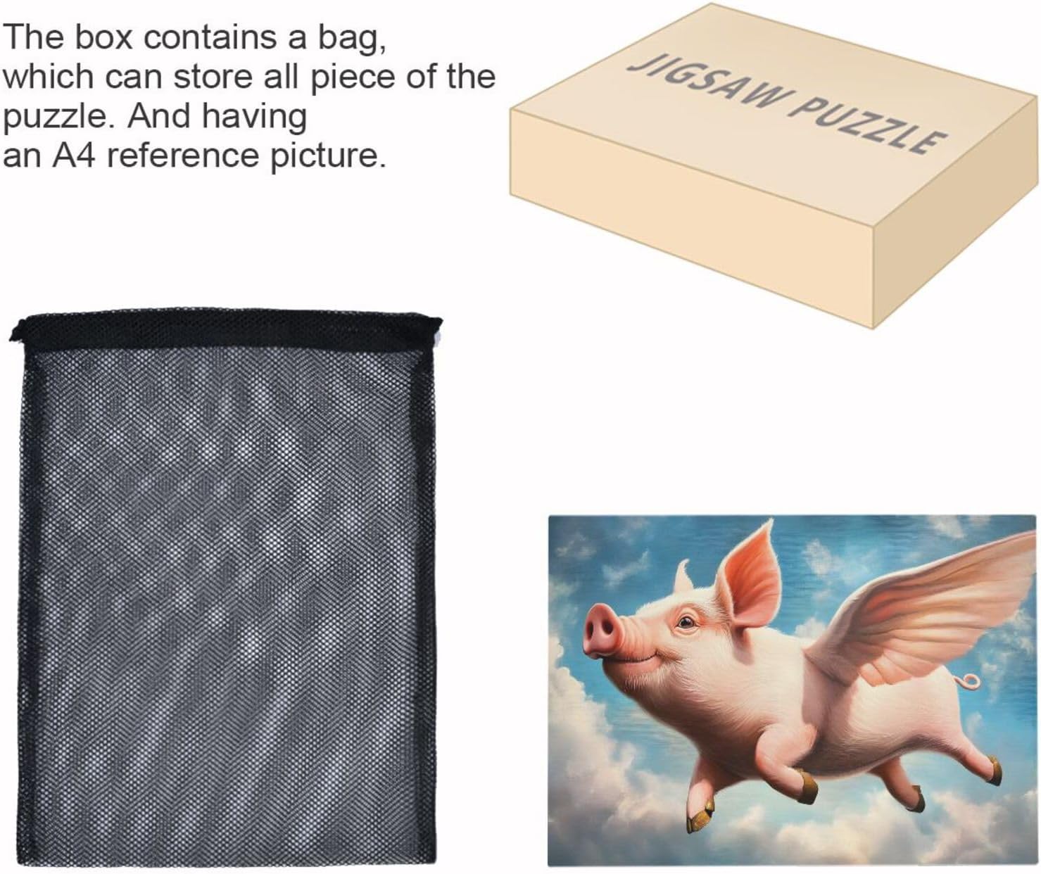 Pig Fly Sky Jigsaw Puzzle for Adults 500 Pieces, Extremely Challenging and Difficult Puzzle for Family Games, Party Entertainment, and Brain Teasing Fun