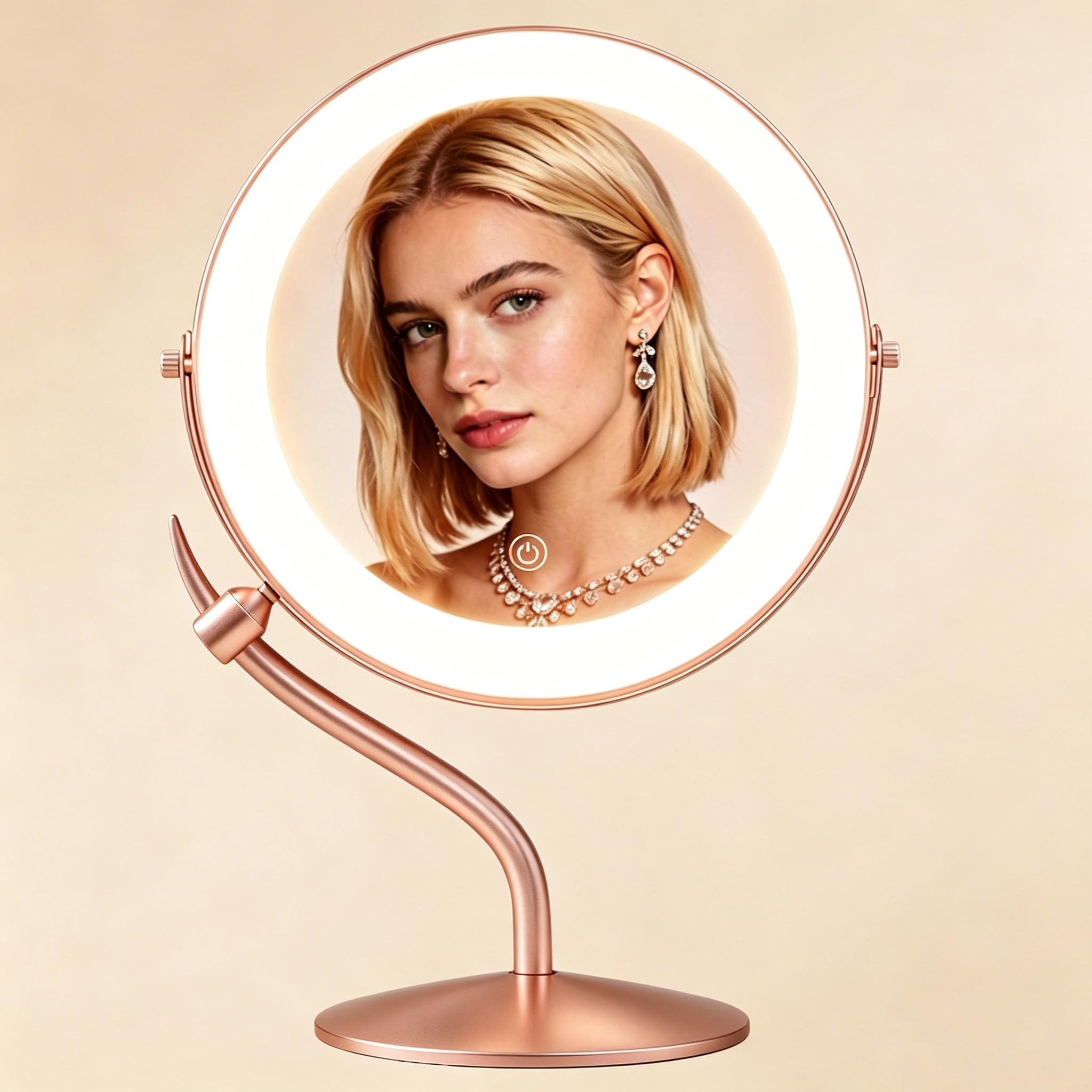 Espejo de maquillaje DEXHOM de 8 pulgadas con 100 LED y doble cara 1X/10X