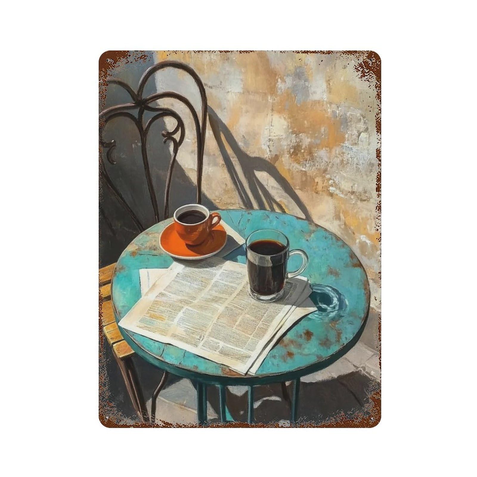YHGERTKU Café Morning 03 Wall Art Retro Iron Vintage Metal Tin Sign Poster Modern Decor for Living Rooms Gift 40x30cm