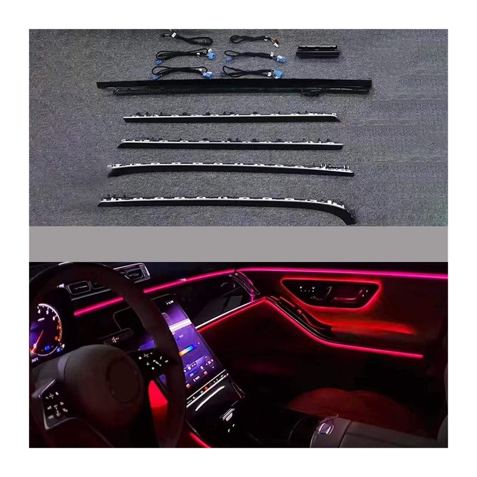 64 Color Colorful Active Ambient Light Without Programming and Synchronous Color Change Compatible with Mercedes Benz S-Class W223 2021-2022(Short axis Version)