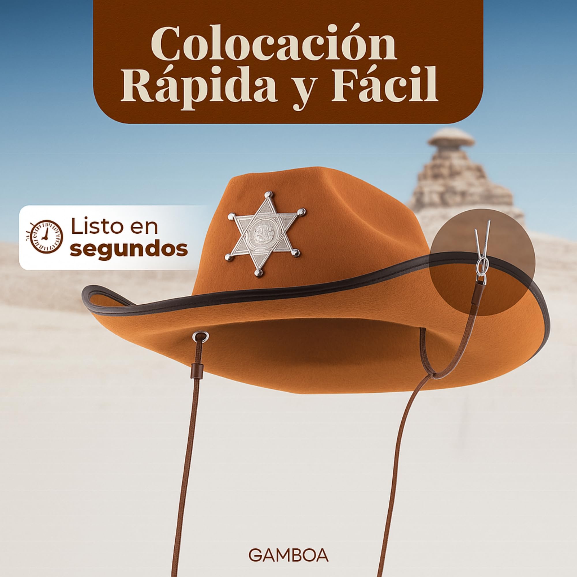 Gamboa 100% Cuero Correa Ajustable para Sombrero Vaquero y de Sol Cordón para Barbilla